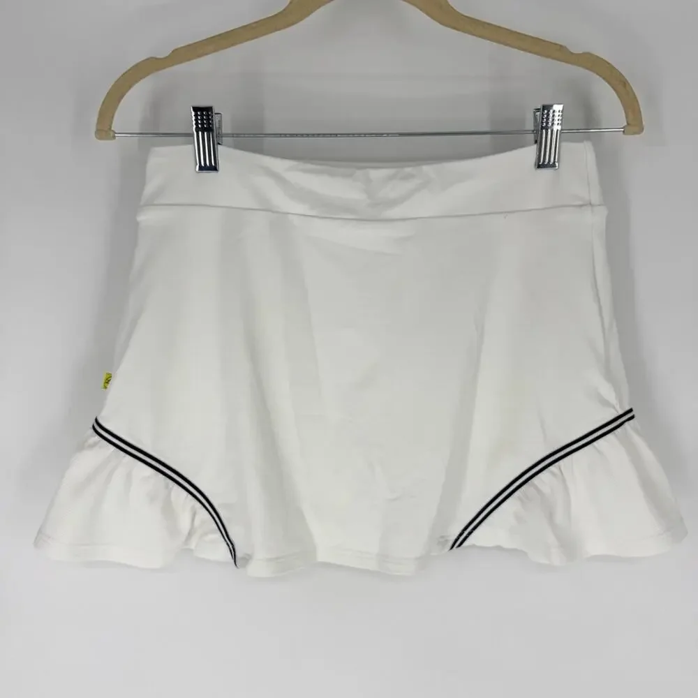 L’Oeuf Poché Baseline Tennis Skort White with Navy‎ Trim Size Small